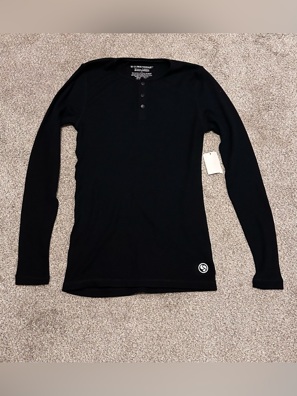 Women’s Black Long-Sleeve Henley Top